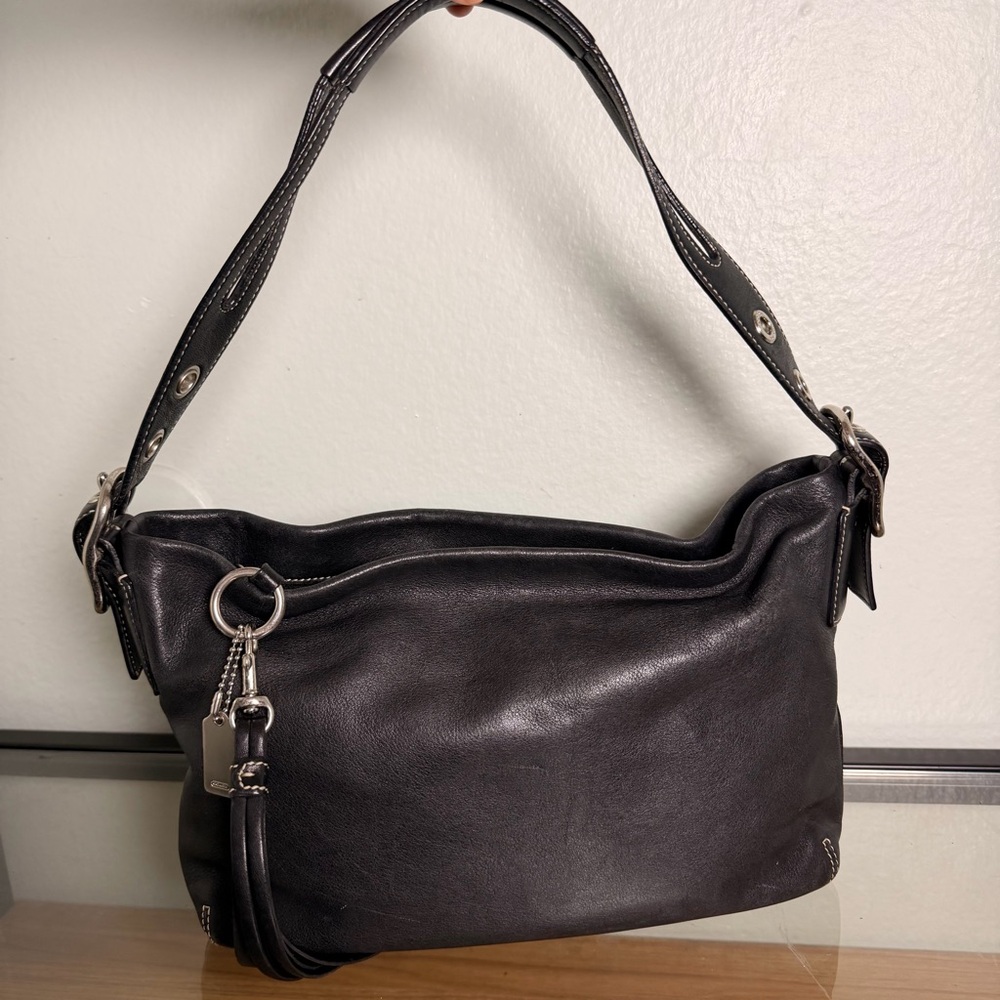 Coach East West Legacy Black Leather Shoulder Bag